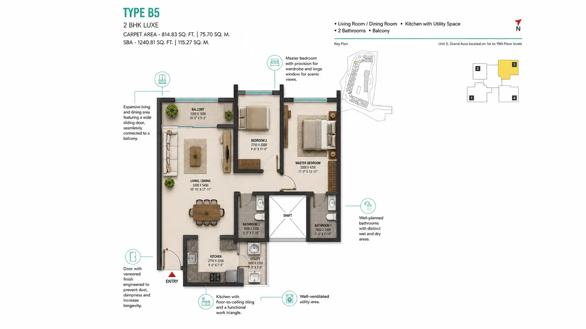 2 BHK Floor Plan