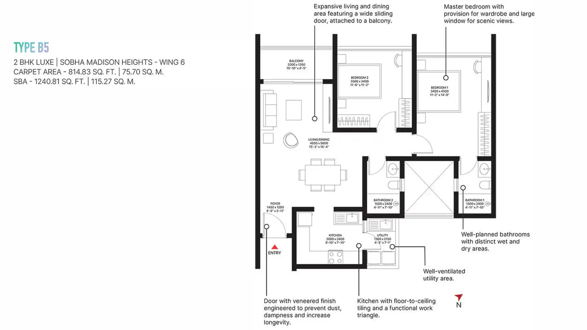 2 BHK Floor Plan