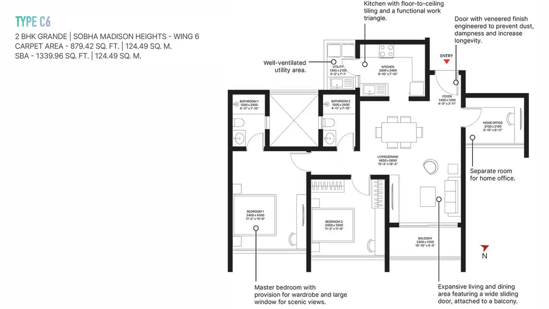2 BHK Floor Plan