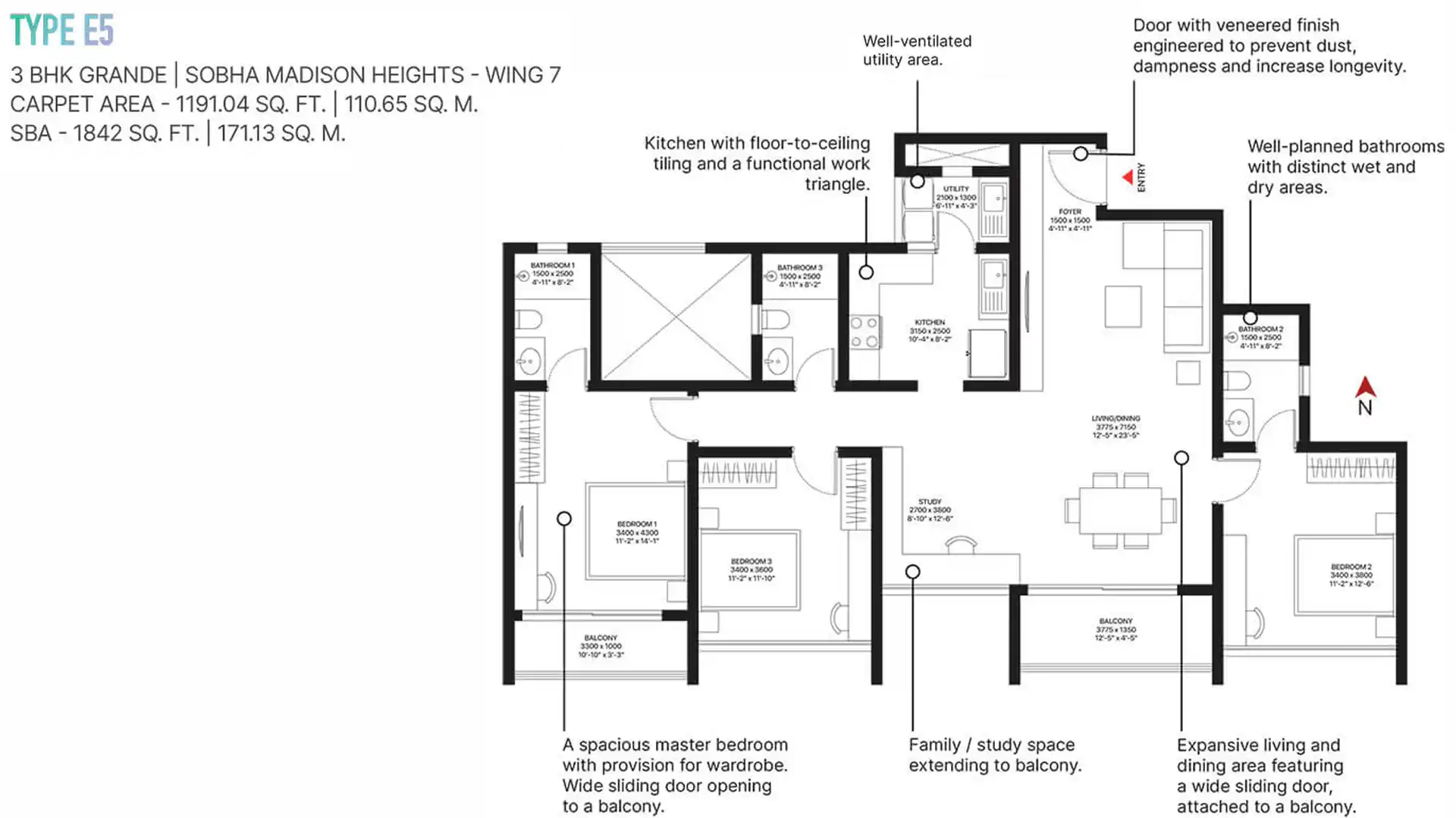 3 BHK Floor Plan