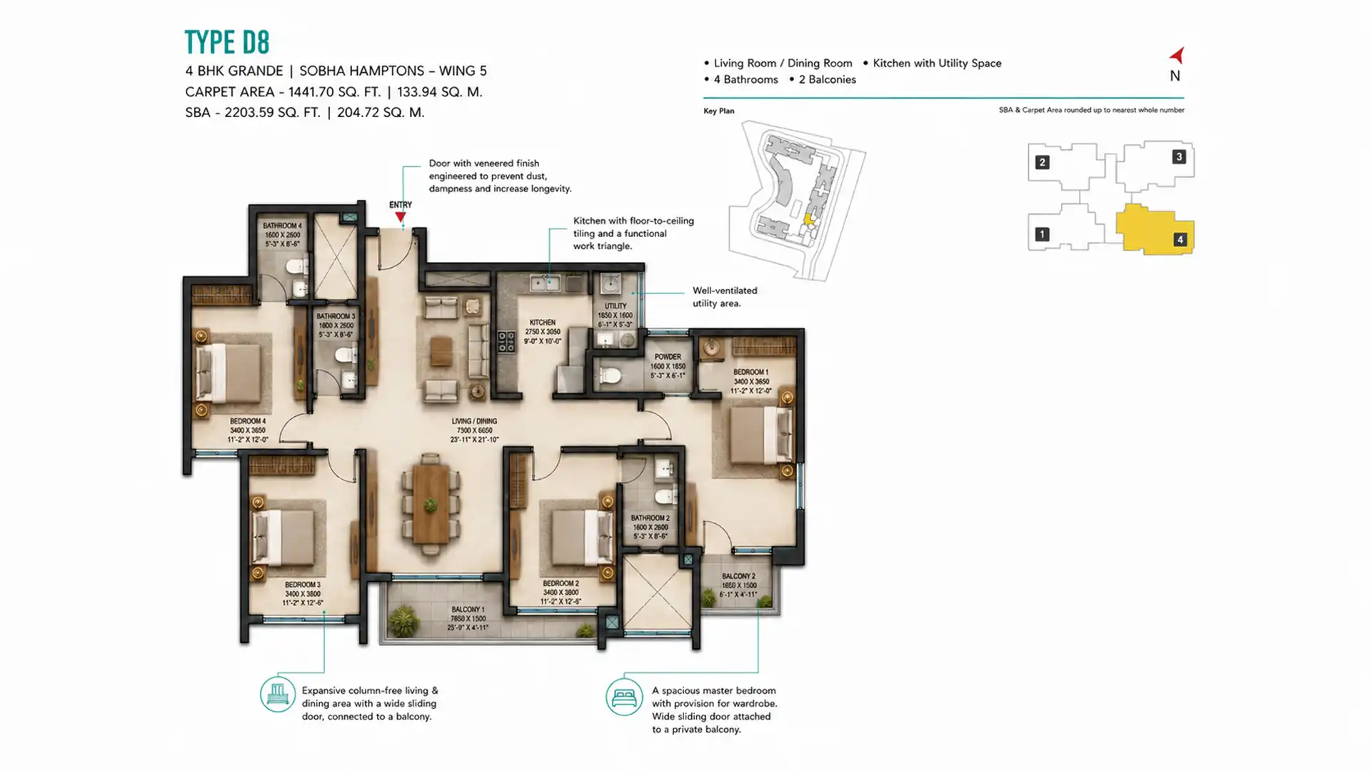 4 BHK Floor Plan