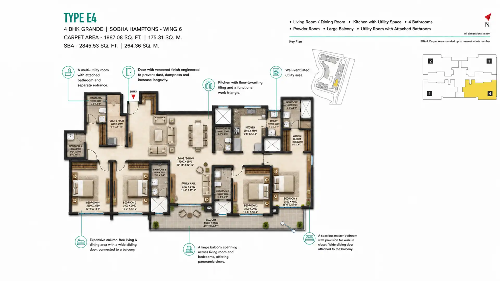 4 BHK Floor Plan