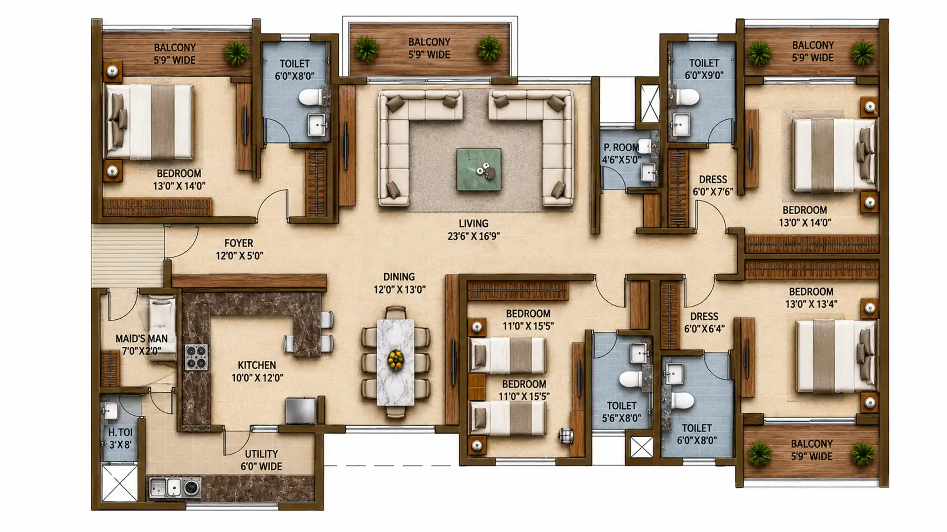 4 BHK Floor Plan