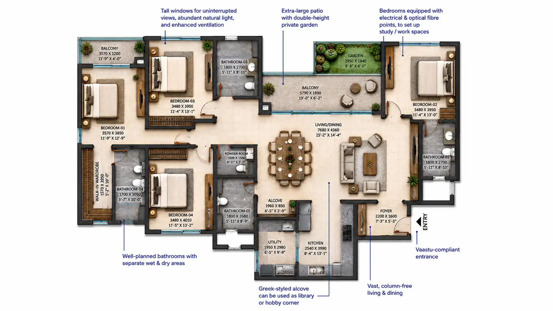 4 BHK Floor Plan