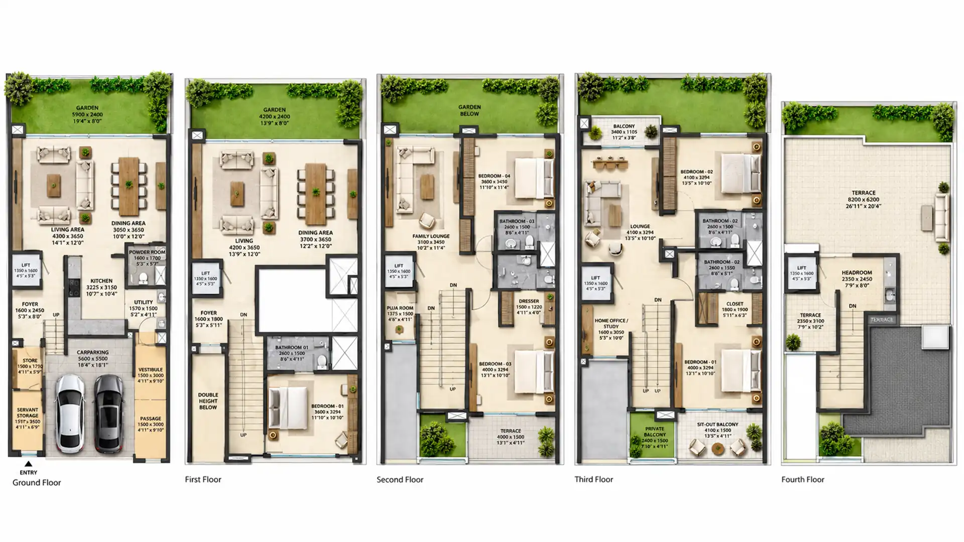 4 BHK Floor Plan
