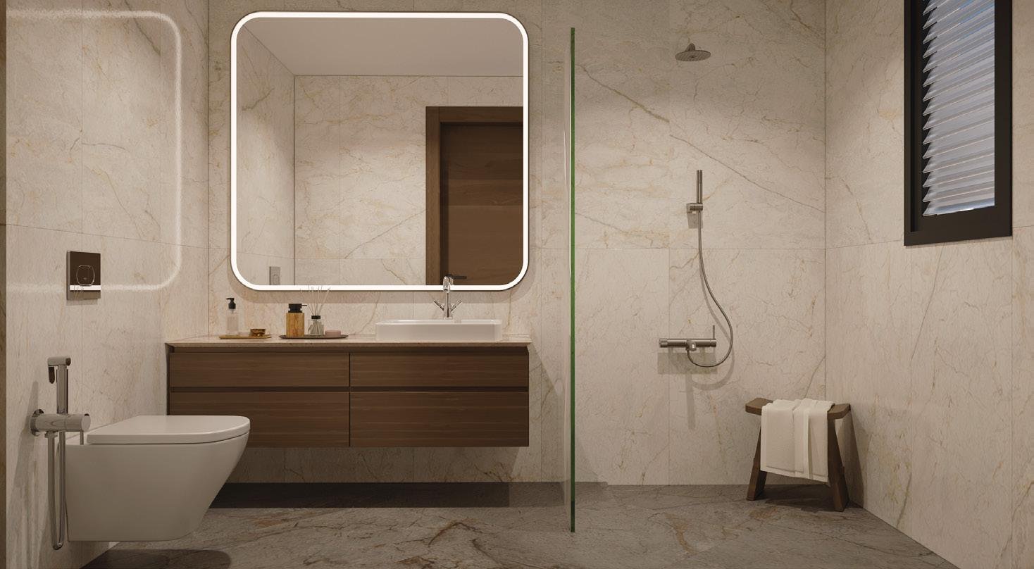 Elegant hotel lobby with chandelier and marble floors