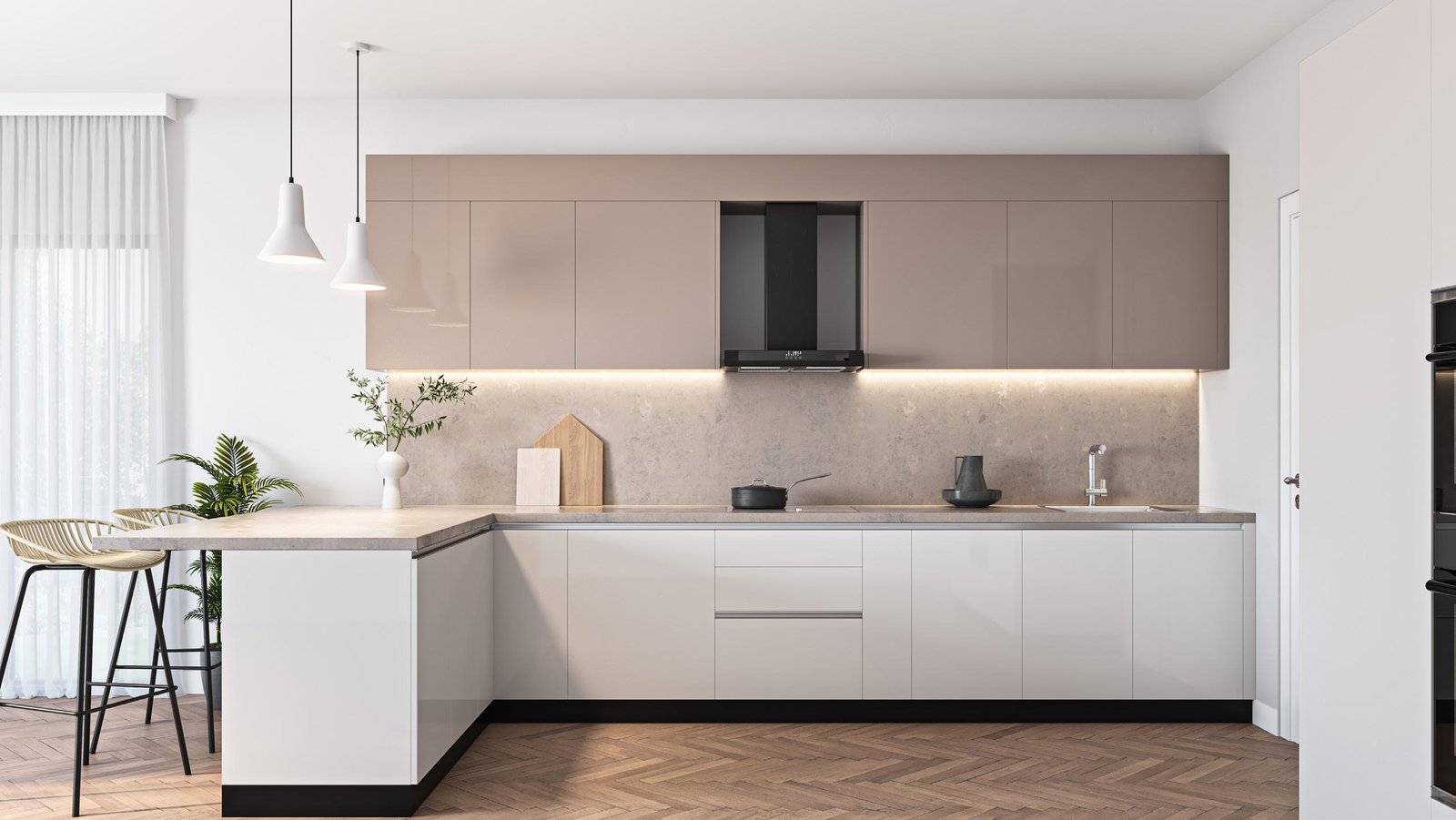 Night view of a tall building with lights on